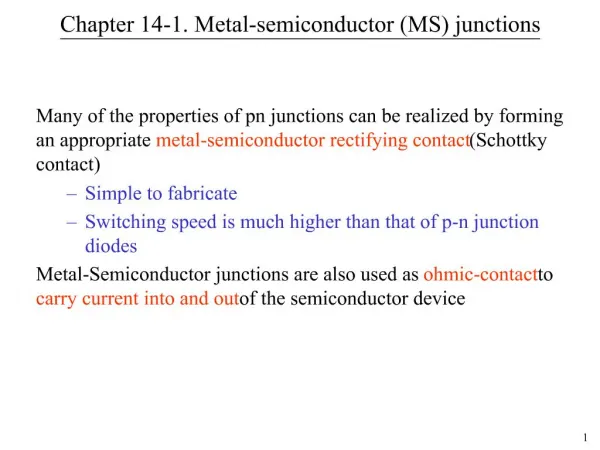 Chapter 14-1. Metal-semiconductor MS junctions