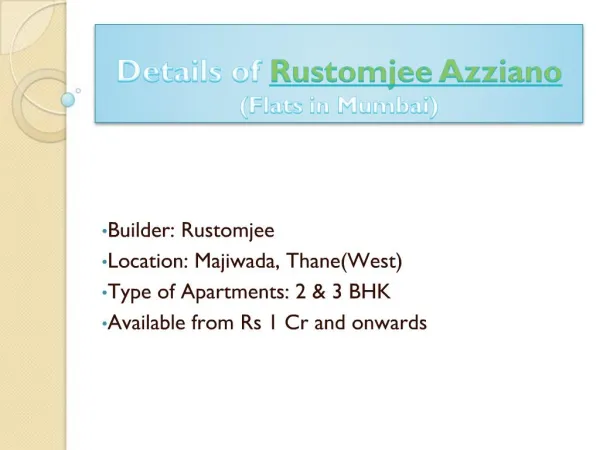 Rustomjee Azziano in Thane