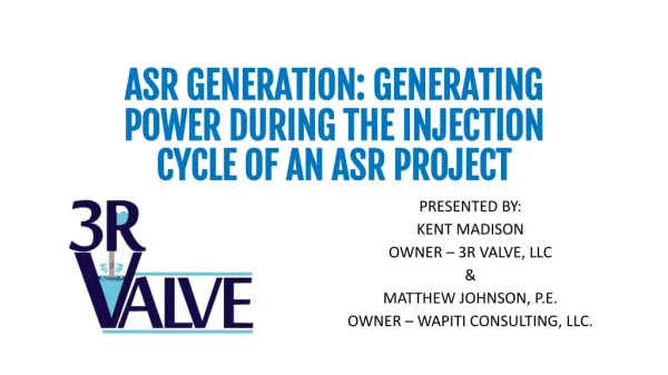 ASR GENERATION: GENERATING POWER DURING THE INJECTION CYCLE OF AN ASR PROJECT