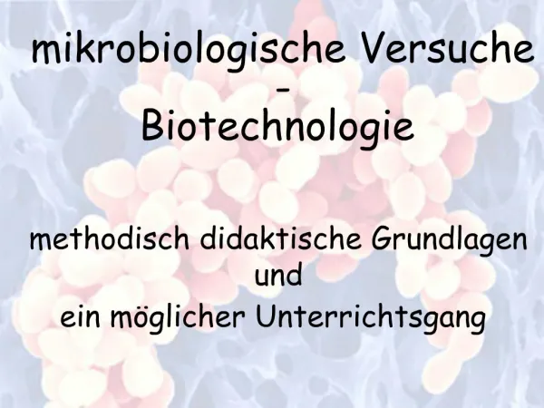 Mikrobiologische Versuche - Biotechnologie