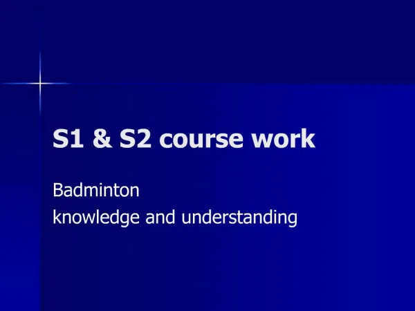 S1 S2 course work