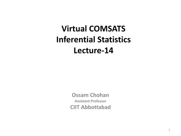 Virtual COMSATS Inferential Statistics Lecture-14