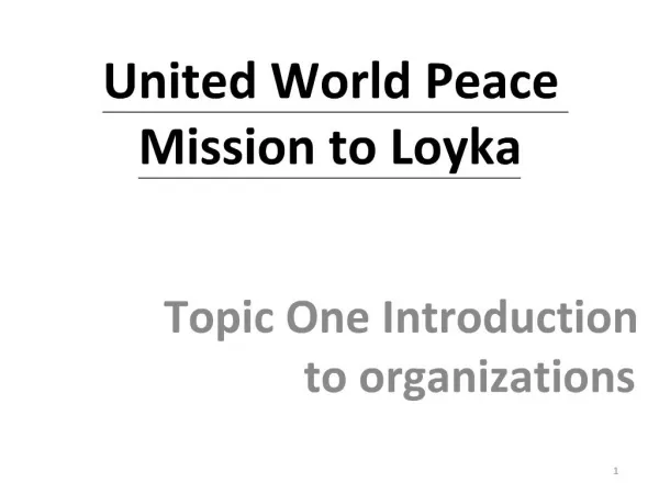 United World Peace Mission to Loyka