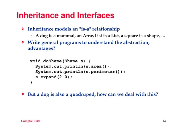Inheritance and Interfaces