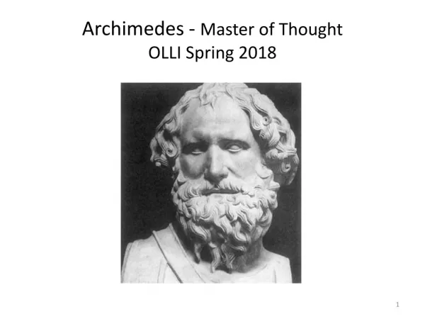 Archimedes - Master of Thought OLLI Spring 2018