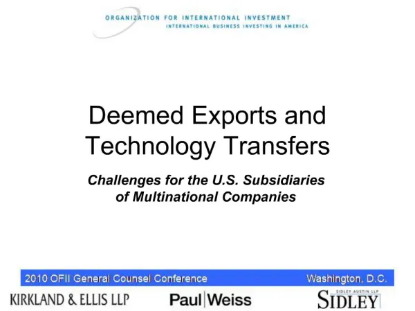 Deemed Exports and Technology Transfers