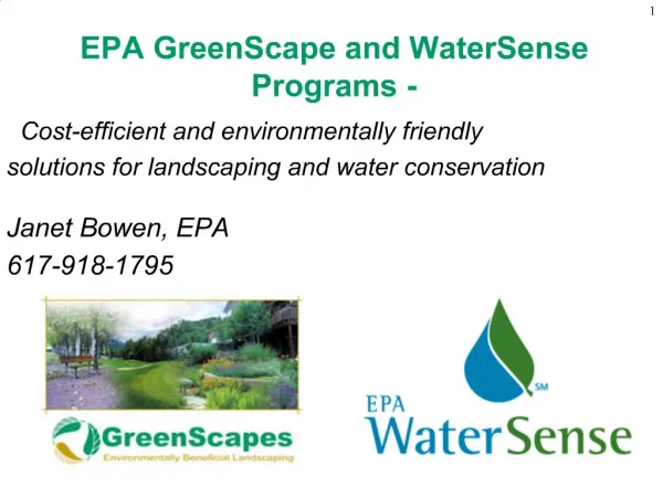 EPA GreenScape and WaterSense Programs -