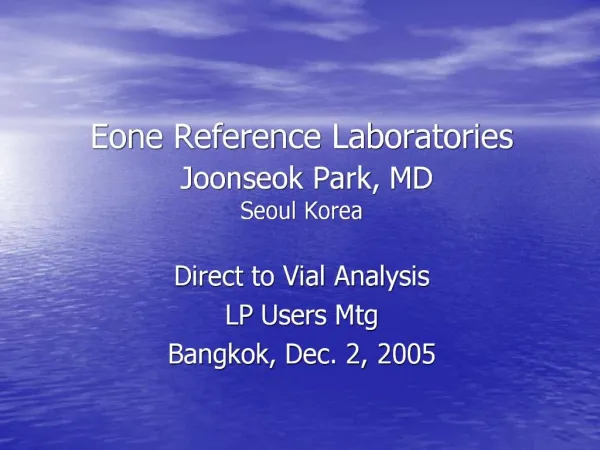 Eone Reference Laboratories Joonseok Park, MD Seoul Korea