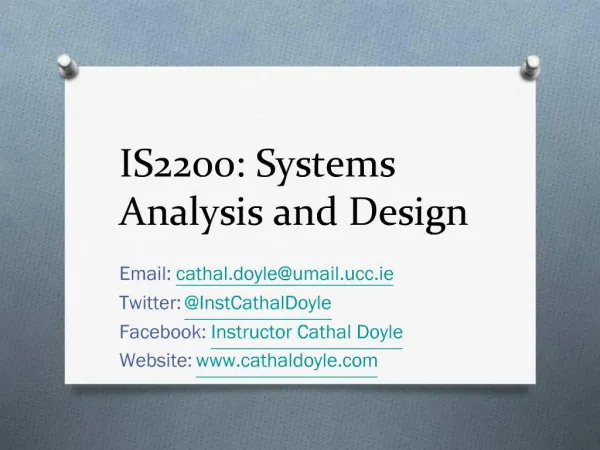 IS2200: Systems Analysis and Design