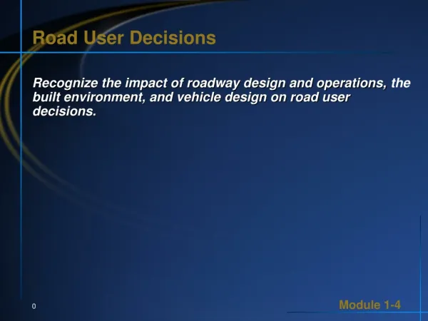 Road User Decisions