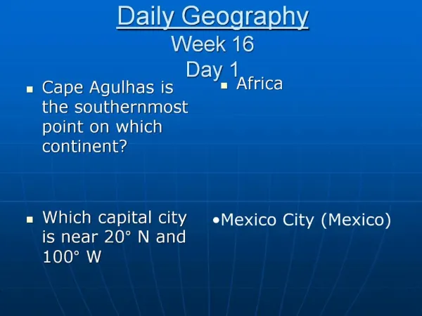Daily Geography Week 16 Day 1
