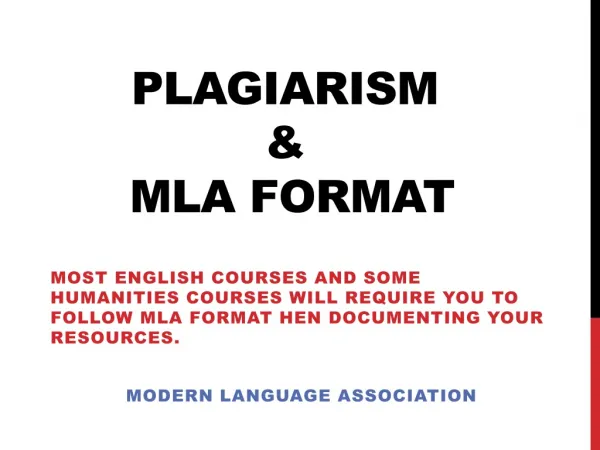 Plagiarism &amp; MLA format