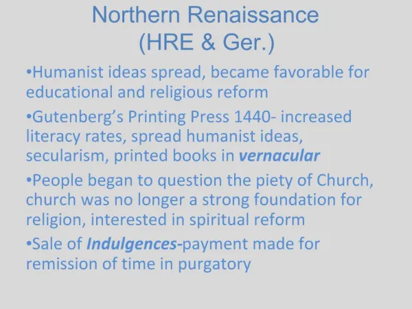 Northern Renaissance HRE Ger.