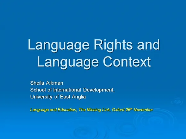 Language Rights and Language Context