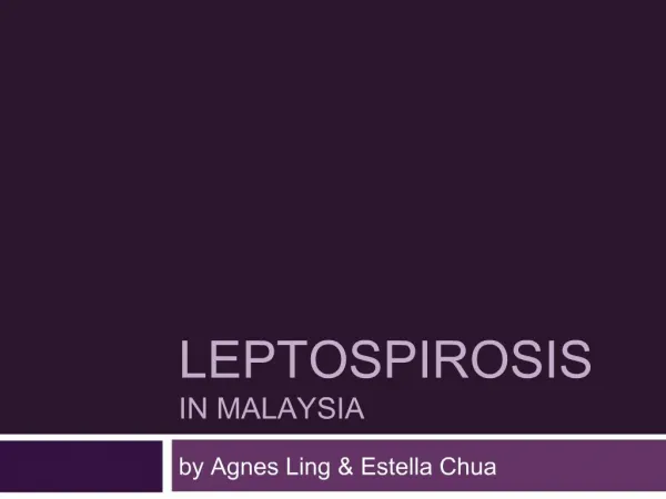 LEPTOSPIROSIS IN MALAYSIA