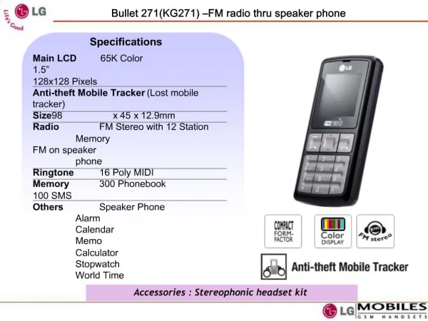 Bullet 271KG271 FM radio thru speaker phone