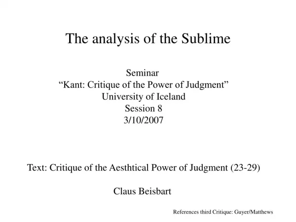 The analysis of the Sublime