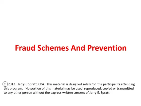 Fraud Schemes And Prevention