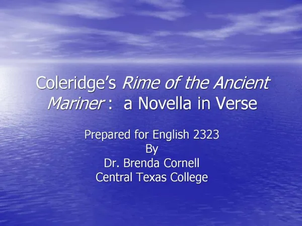 Coleridge s Rime of the Ancient Mariner : a Novella in Verse