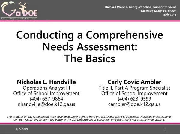 Conducting a Comprehensive Needs Assessment: The Basics