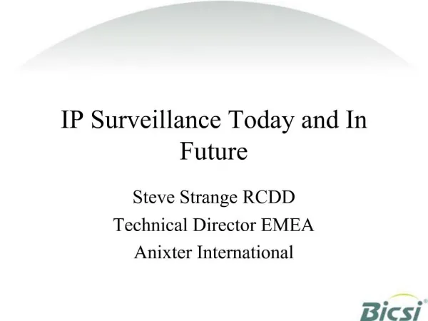 IP Surveillance Today and In Future
