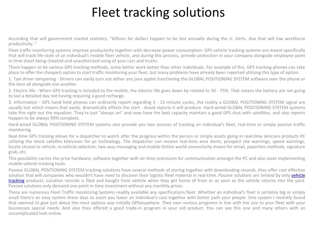 fleet tracking solutions