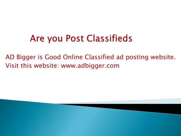 Are you post classifieds ads?