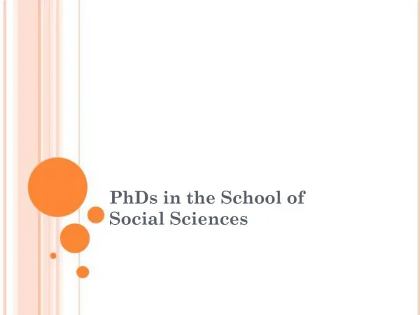 PhDs in the School of Social Sciences