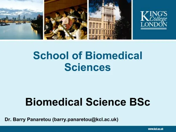 School of Biomedical Sciences Biomedical Science BSc