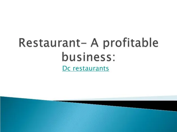 Restaurant- A profitable business: