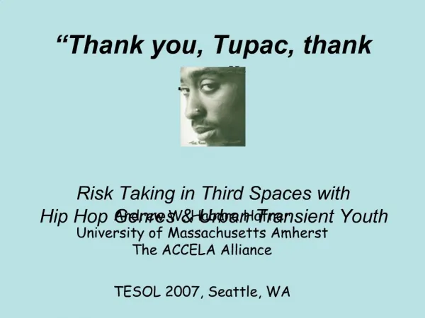 Andrew W. Habana Hafner University of Massachusetts Amherst The ACCELA Alliance TESOL 2007, Seattle, WA