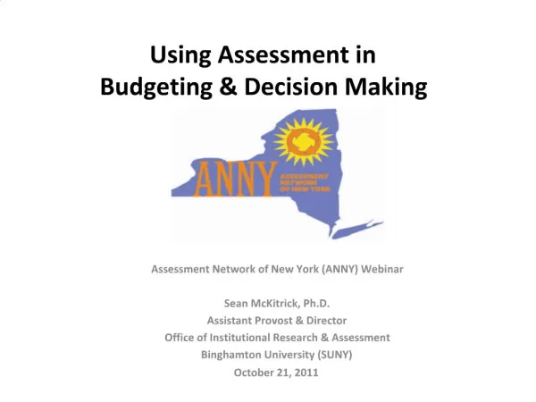 Using Assessment in Budgeting Decision Making