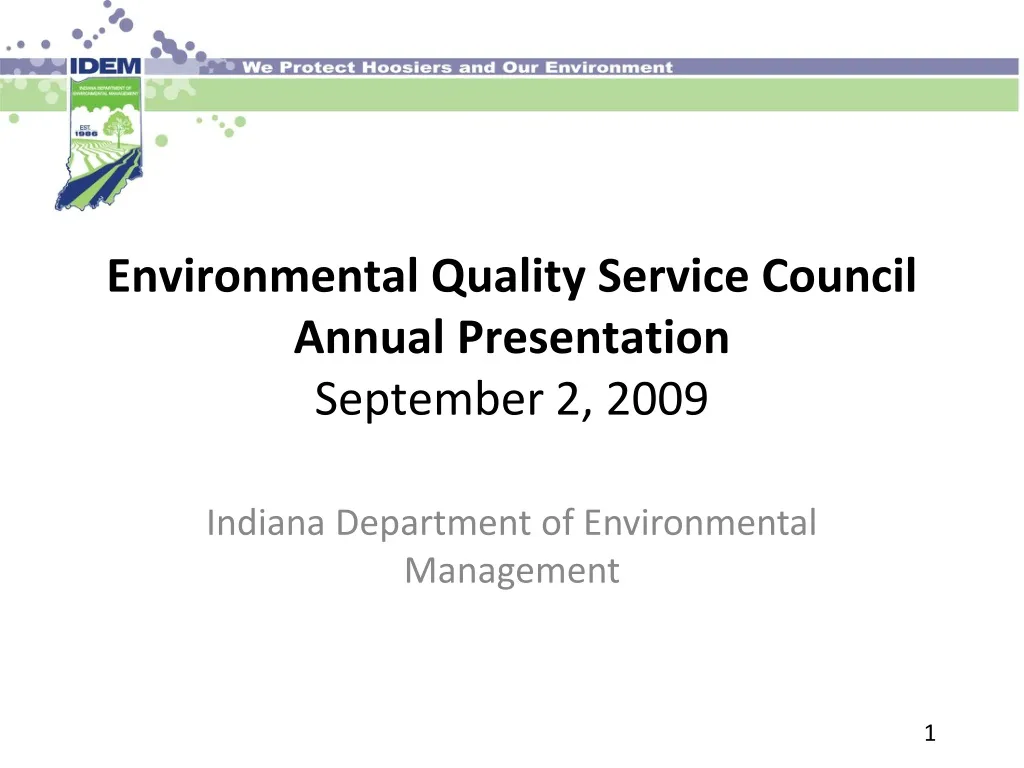 environmental quality service council annual presentation september 2 2009