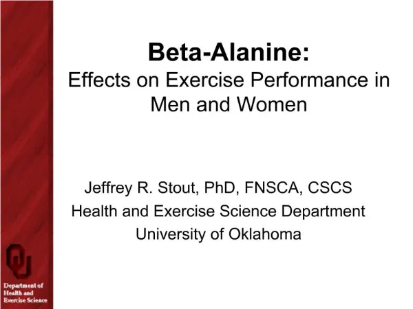 Beta-Alanine: Effects on Exercise Performance in Men and Women