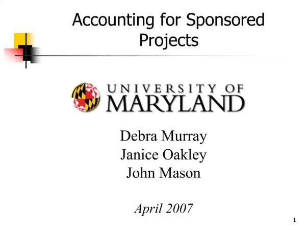 Accounting for Sponsored Projects