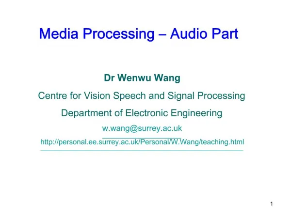 Media Processing Audio Part
