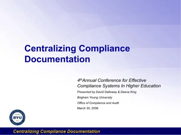 Centralizing Compliance Documentation