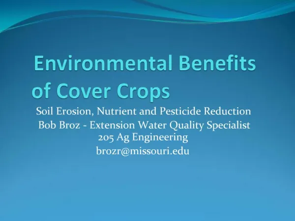 Environmental Benefits of Cover Crops