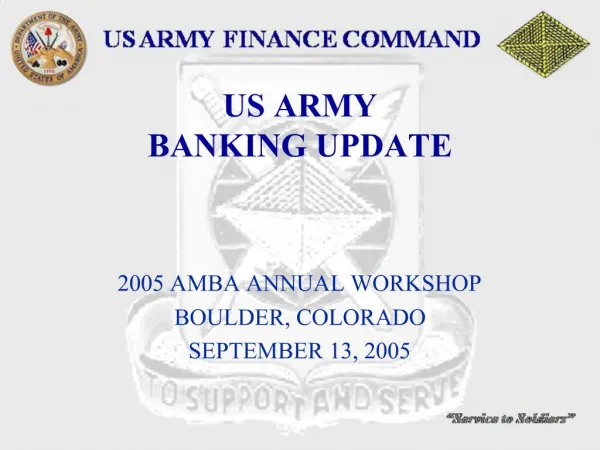 US ARMY BANKING UPDATE