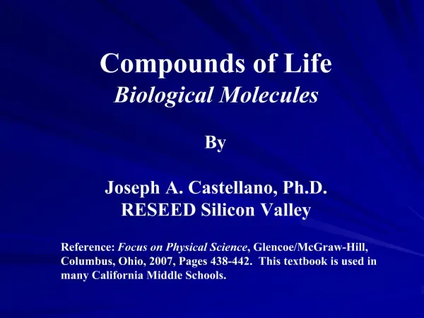 Compounds of Life Biological Molecules