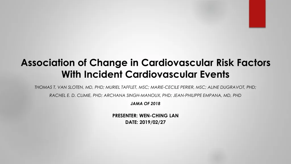 association of change in cardiovascular risk factors with incident cardiovascular events