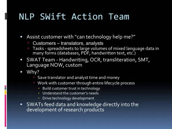 NLP SWift Action Team