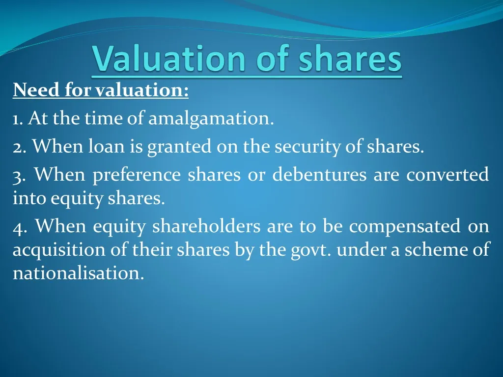 valuation of shares