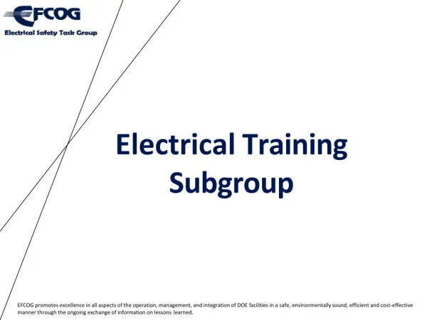 Electrical Training Subgroup