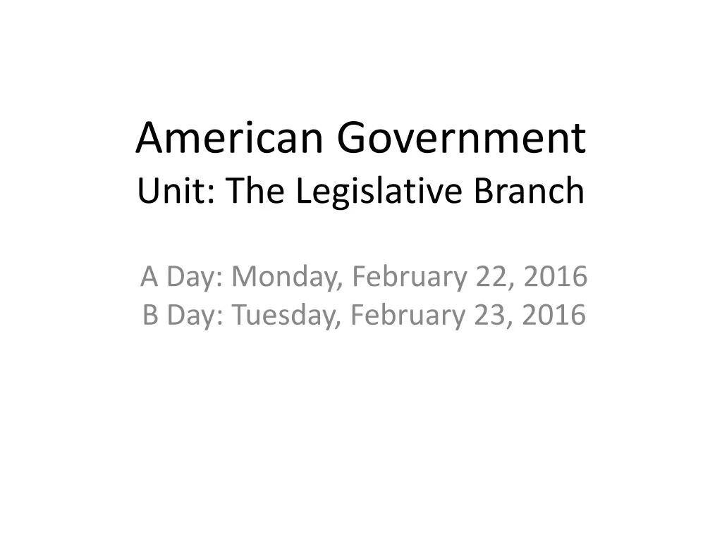 american government unit the legislative branch