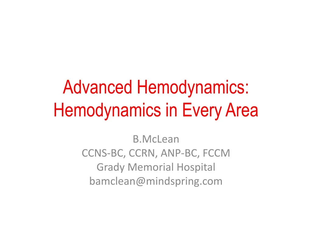 advanced hemodynamics hemodynamics in every area