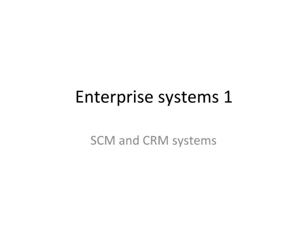 Enterprise systems 1