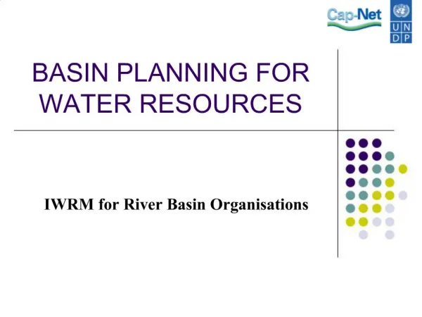 BASIN PLANNING FOR WATER RESOURCES