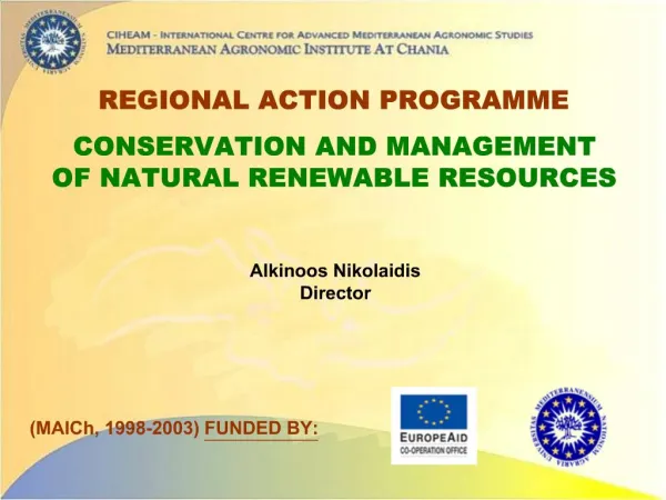 REGIONAL ACTION PROGRAMME CONSERVATION AND MANAGEMENT OF NATURAL RENEWABLE RESOURCES