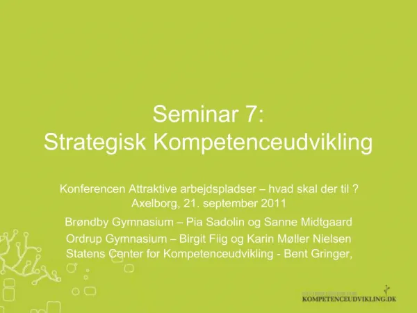Seminar 7: Strategisk Kompetenceudvikling